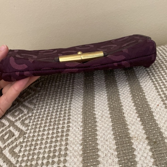 Coach Kristen Gunmetal Purple Chain Link Large Wristlet Clutch 46367 preppy - Picture 5 of 15